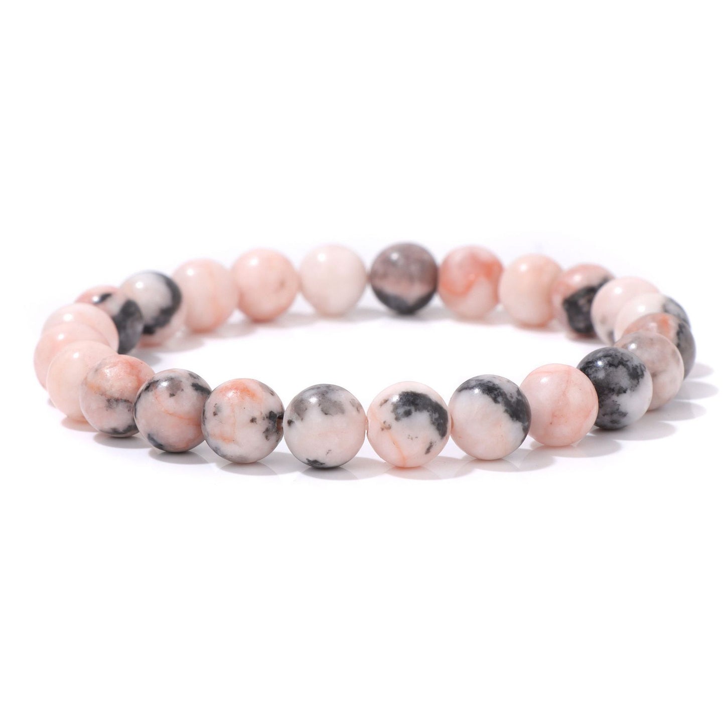 Fashion Natural Stone Pinkred Zebra Tree Of Life Bracelet