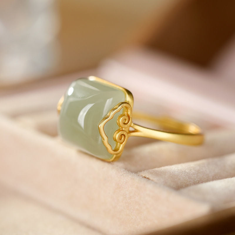 Female Adjustable Retro Jade Xiangyun Ring