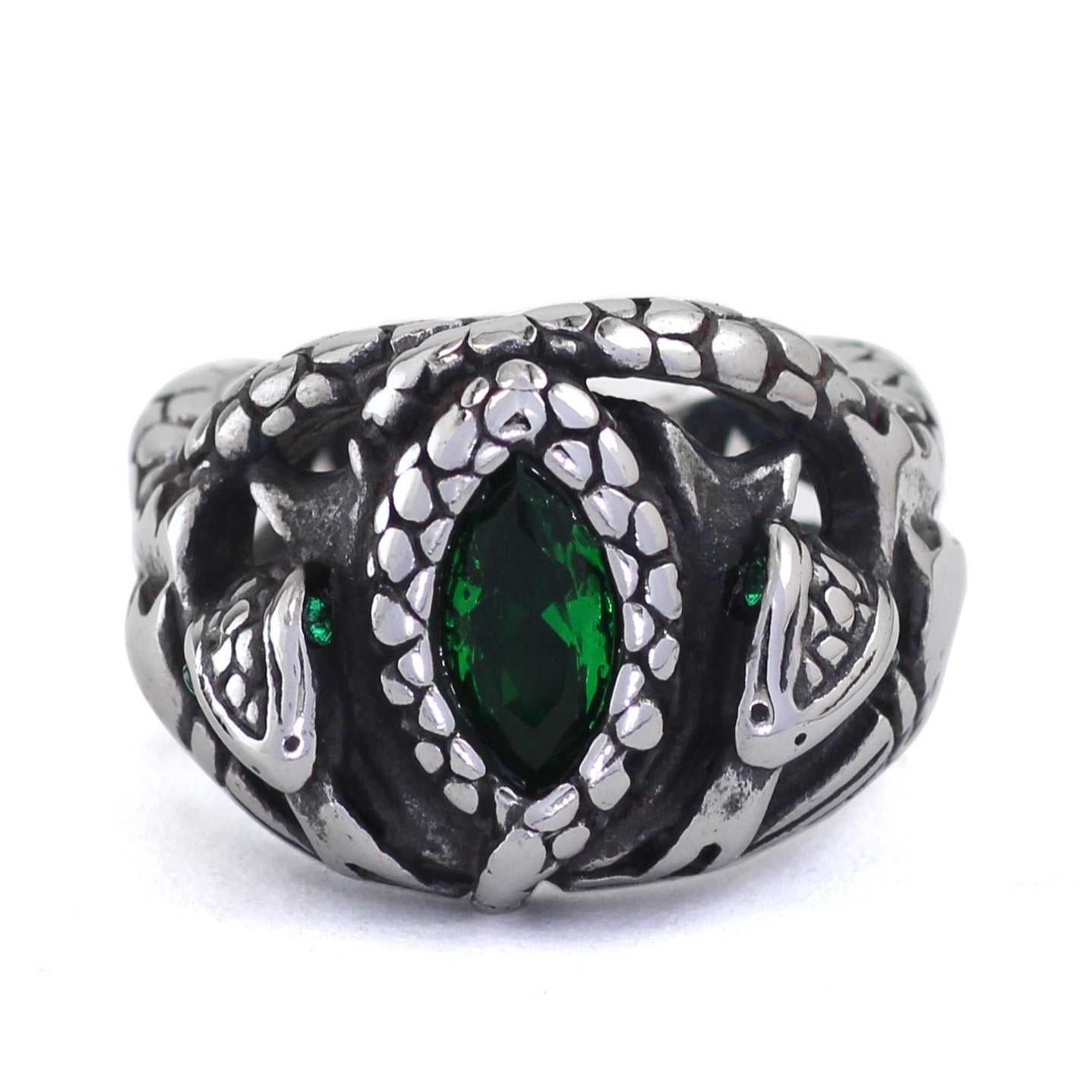 New Stainless Steel Jade Ring Punk