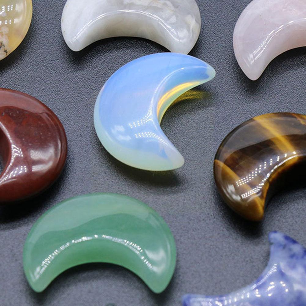 30mm Moon Crystal Jewelry Agate Jade Carving Crafts