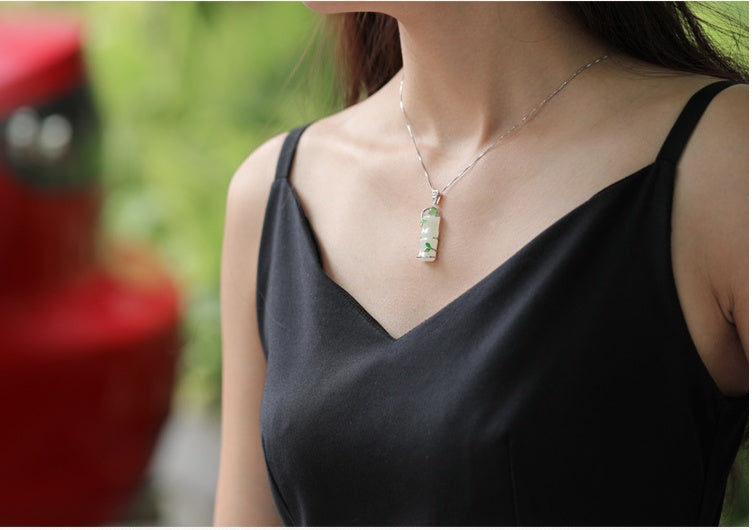 Sterling Silver Natural Hetian Jade Pendant