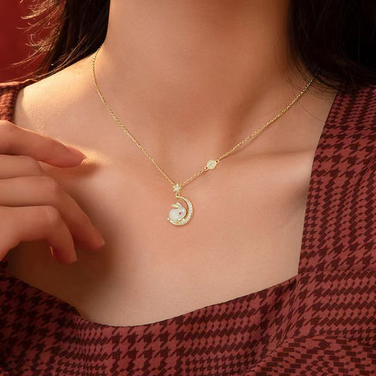 Jade Hare Necklace For Women Light Luxury Temperament