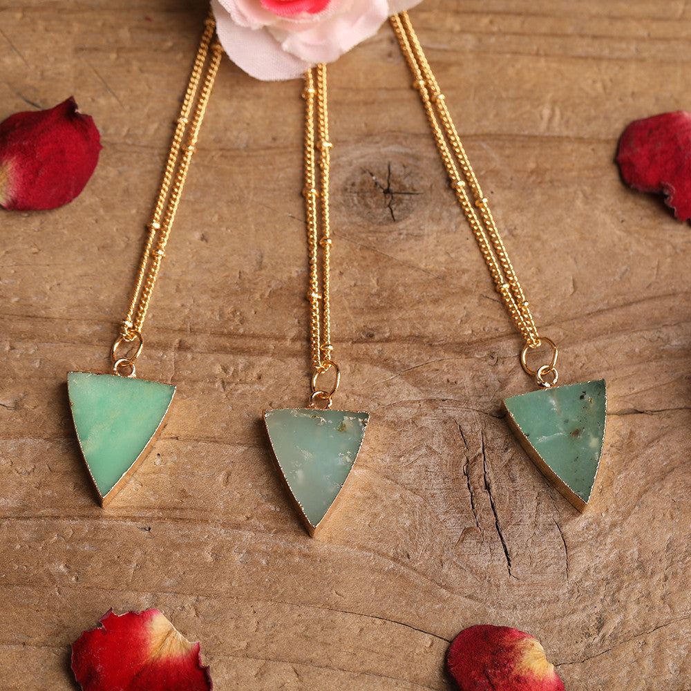 Natural Australian Jade Necklace Triangle Pendant