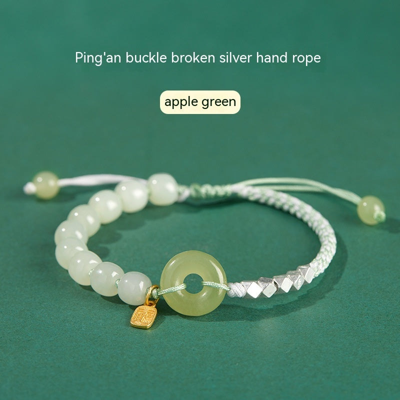 Woven Hetian Jade Safety Buckle Bracelet