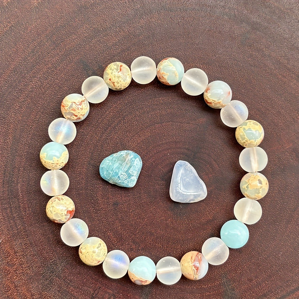 Handmade Woven Wooden Pattern Mineral Blue Gemstone Powder Crystal