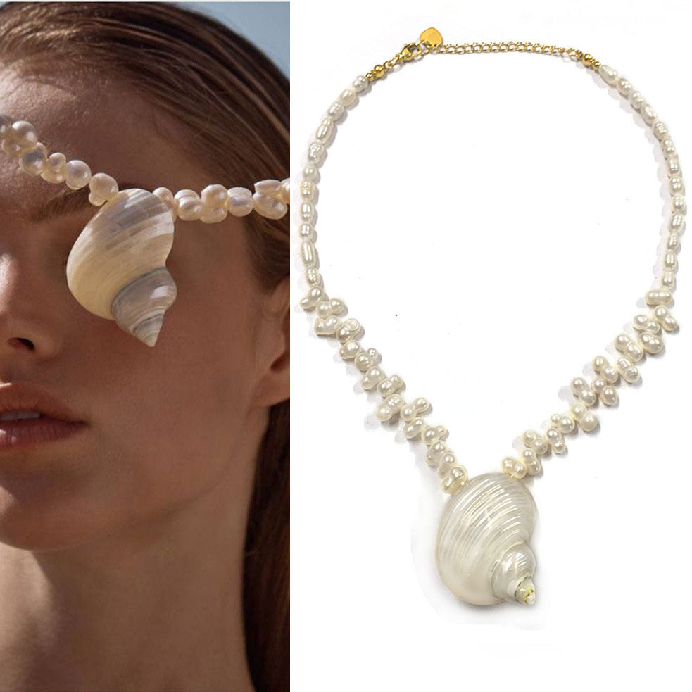 Natural Baroque Freshwater Short Pearl Necklace Conch Necklace