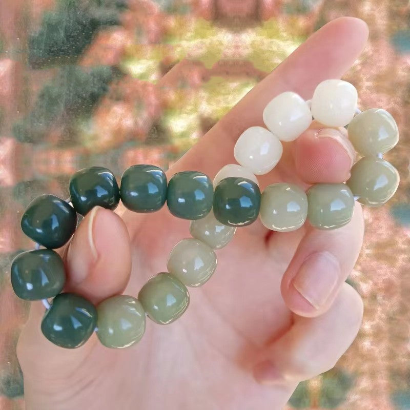 Natural White Jade Bodhi Bracelet