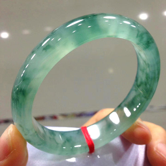 Burma Jade Jade Bracelet Ice-transparent Floating Green Flower Jewelry