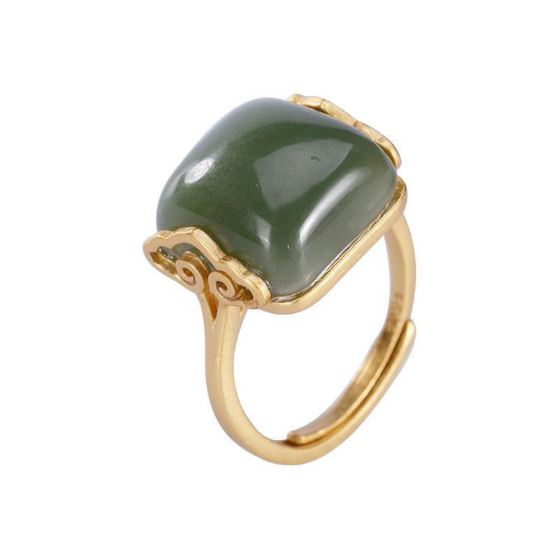 Female Adjustable Retro Jade Xiangyun Ring