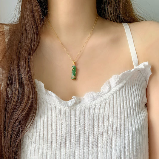 Fashion Jade Inlaid Bamboo Knot Necklace