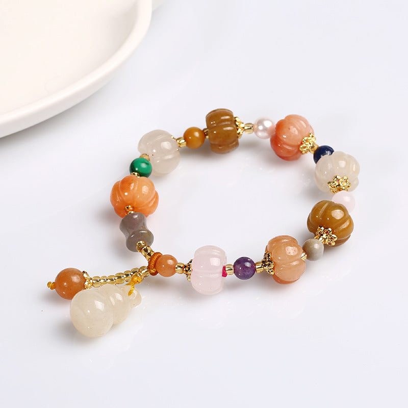 Fashion Golden Silk Jade Lotus Beads Jade Beaded Bracelet