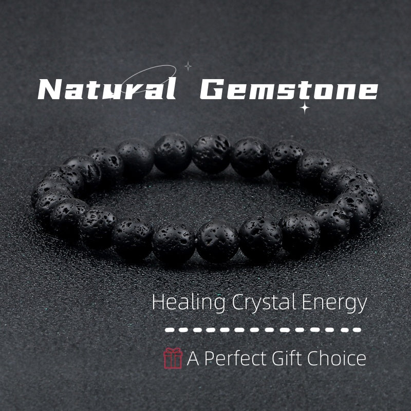 Natural Volcanic Stone Beads Bracelets Black Lava Bracelet