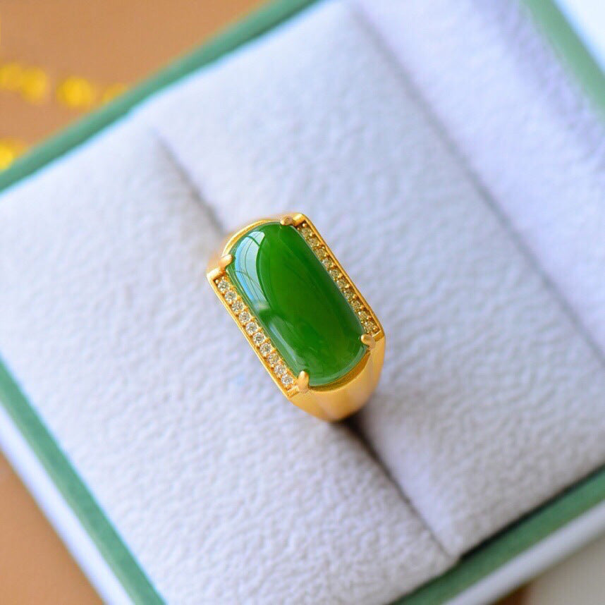 New Heritage Ancient Craftsmanship Gold-plated Jade Ring