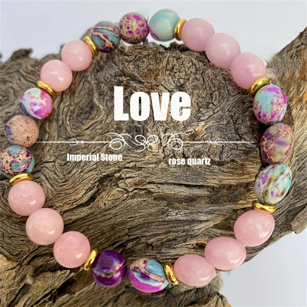 Fashion Natural Stone Pinkred Zebra Tree Of Life Bracelet