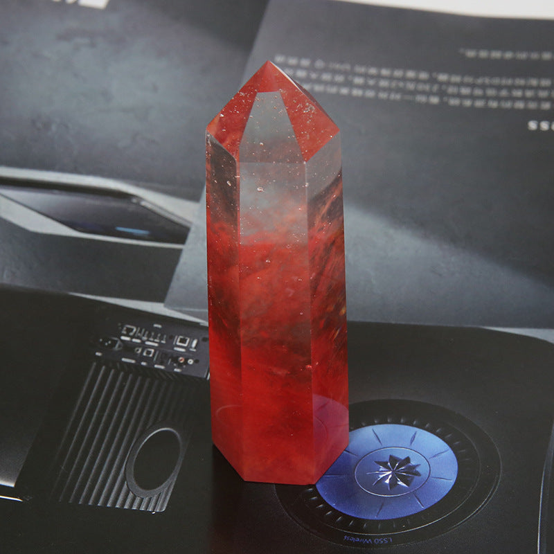 Single-pointed Six-sided Natural Crystal Column