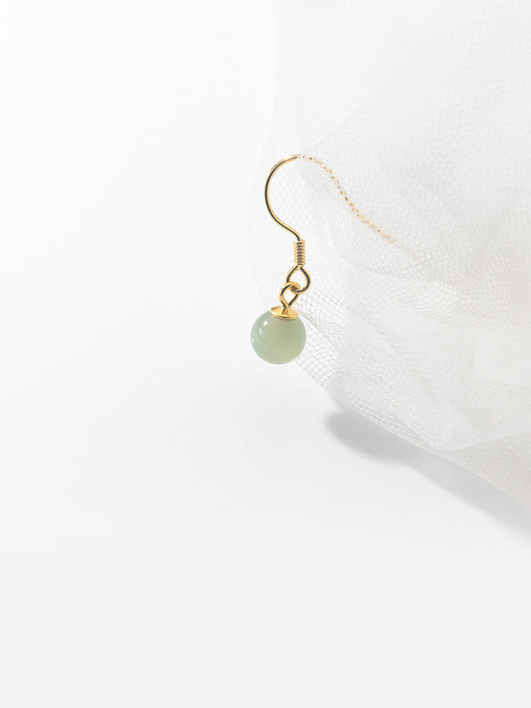 Silver Temperament Hetian Jade Earrings Simple Green