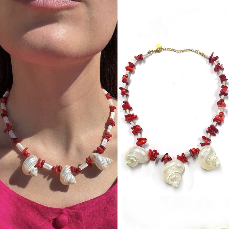 Natural Baroque Freshwater Short Pearl Necklace Conch Necklace