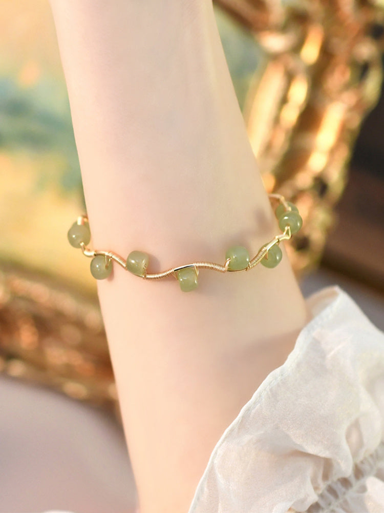 Natural Hetian Jade Bracelet Waves