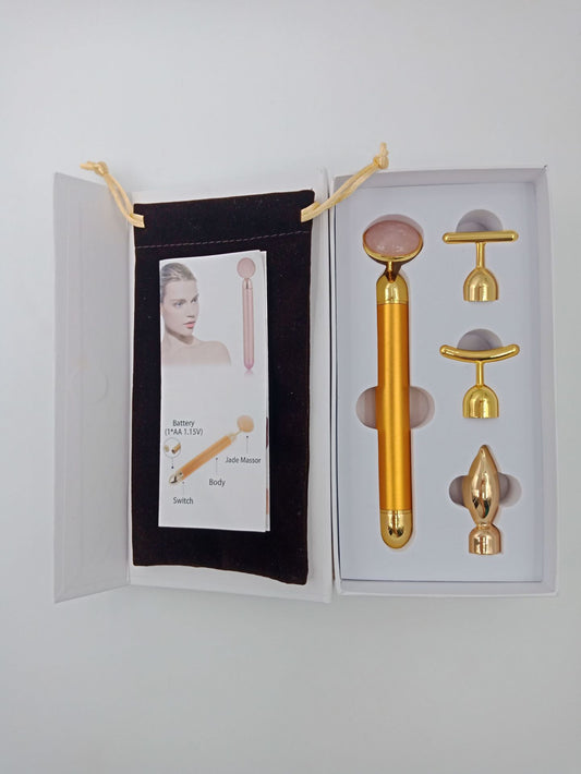 Four-in-one Facial Vibration Massage V Face Jade Massager Beauty Gold Bar
