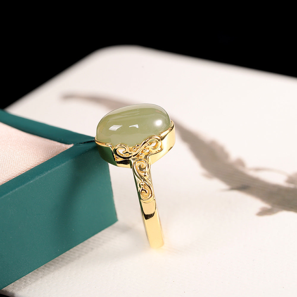 Women's Fashion Simple Hetian Jade Ring