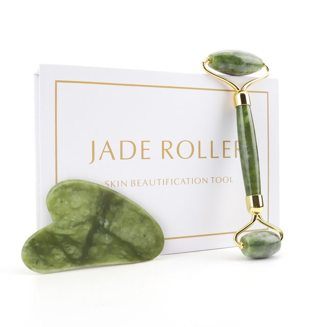 Rose Quartz Roller Slimming Face Massager Lifting Tool Natural Jade