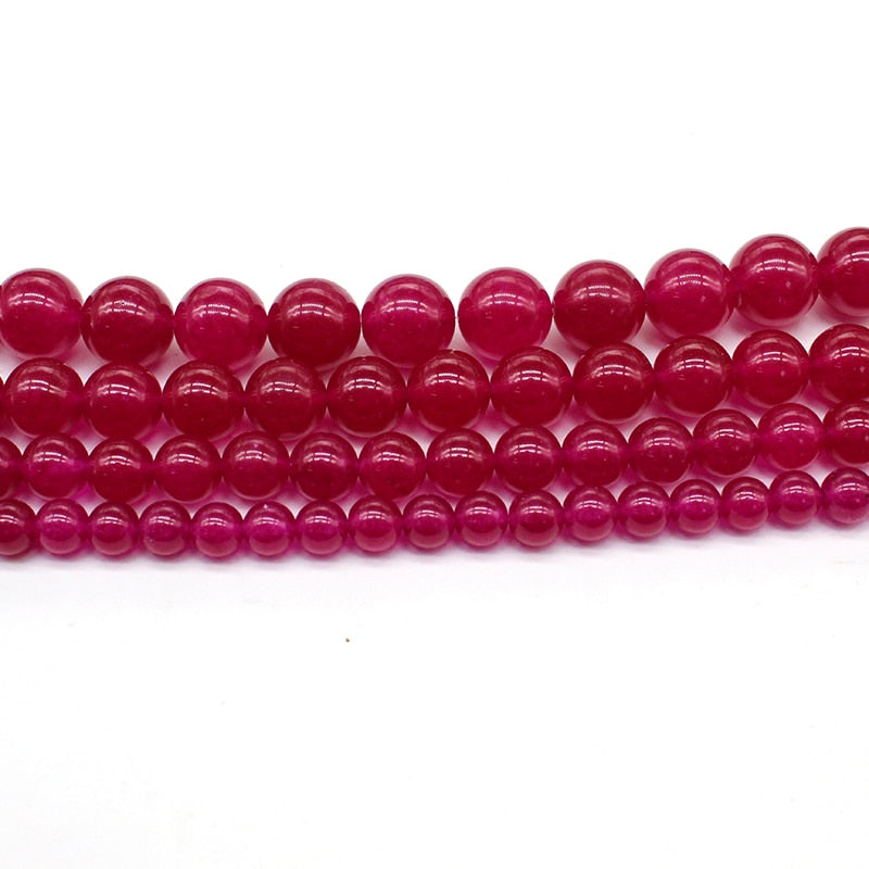 Natural Rose Red Chalcedony Jades Stone Beads