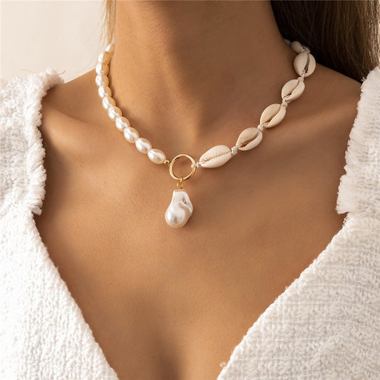 Bohemian Shell Necklace For Women Elegant Pearl