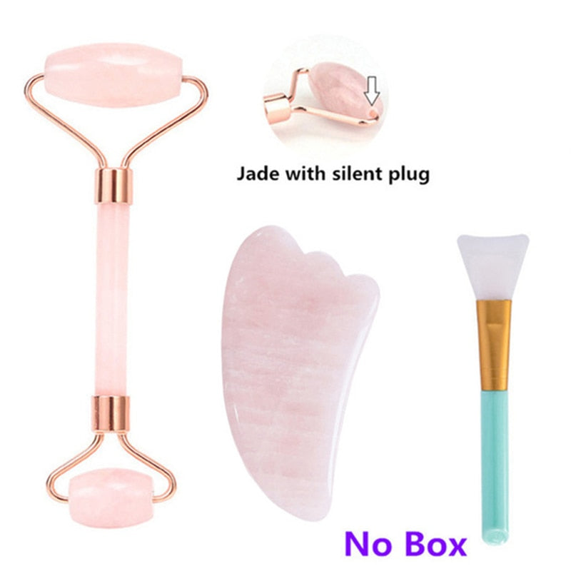 Rose Quartz Roller Facial Massager Powder Crystal