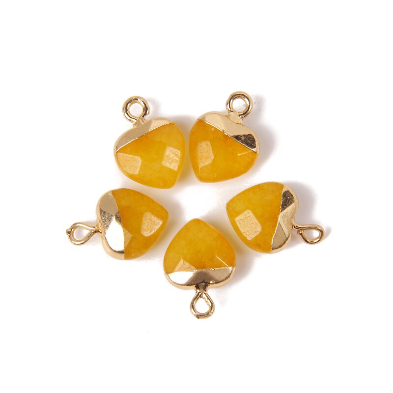 Faceted Heart Shape Natural Tiger Eye Stone Pendants