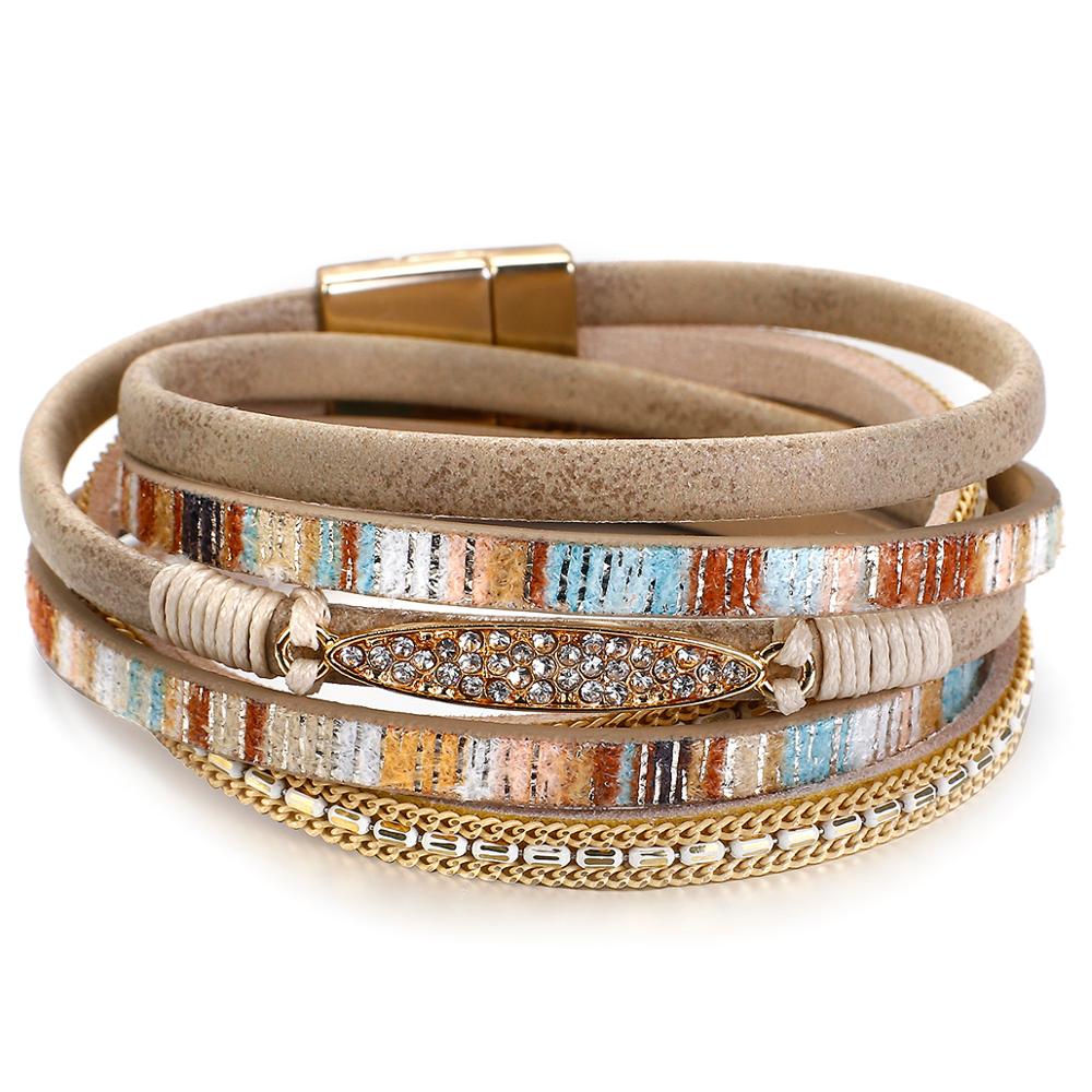 Simple Stripe Leather Bracelet for Women Bohemian