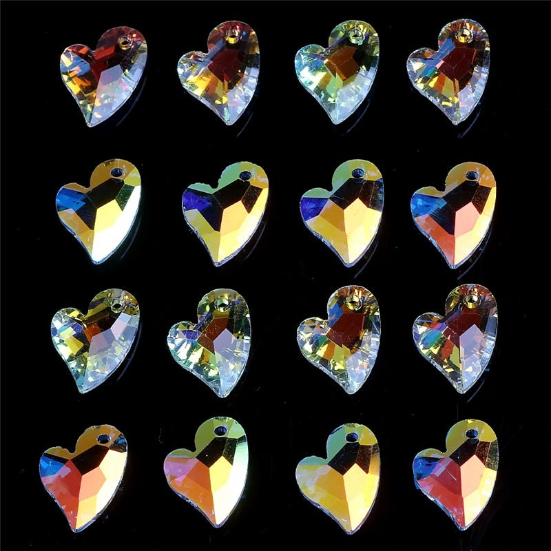 Multi Shape Charms Crystal Heart Beads