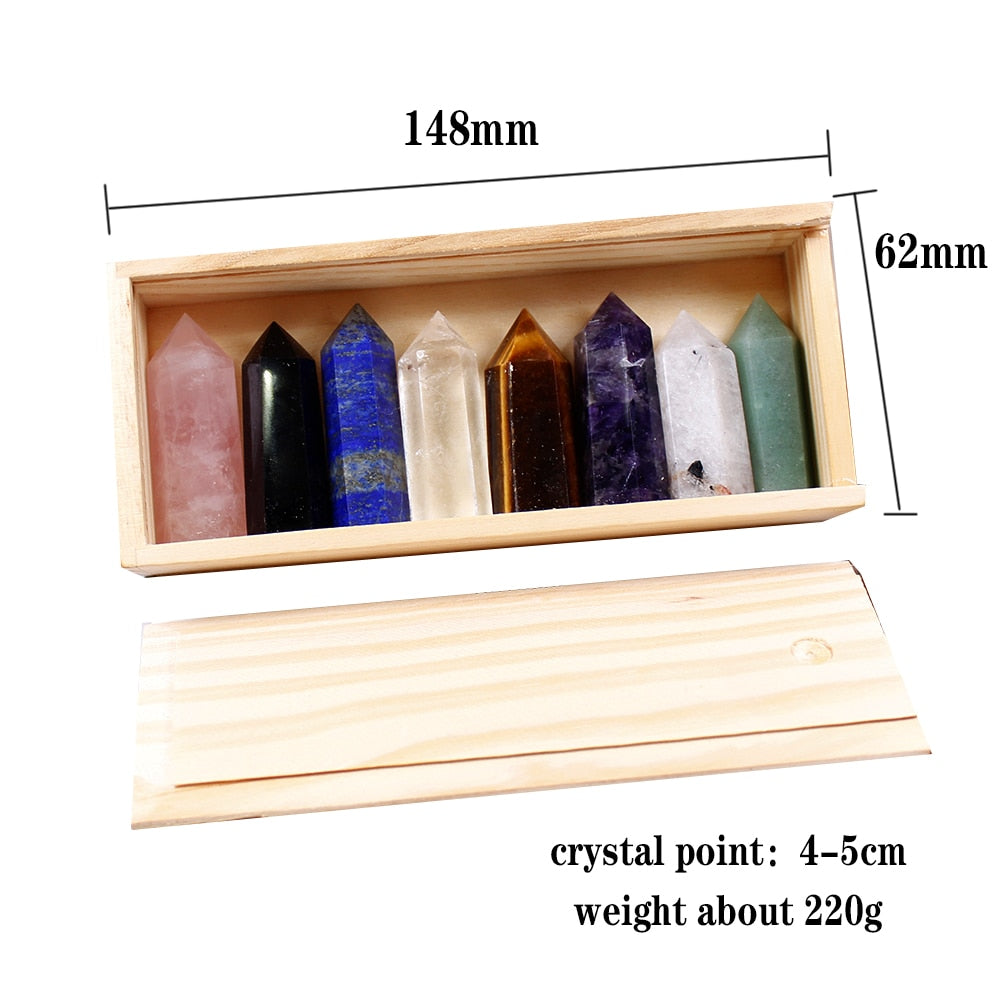 Wooden box Decorative Natural Hand Carved crystal