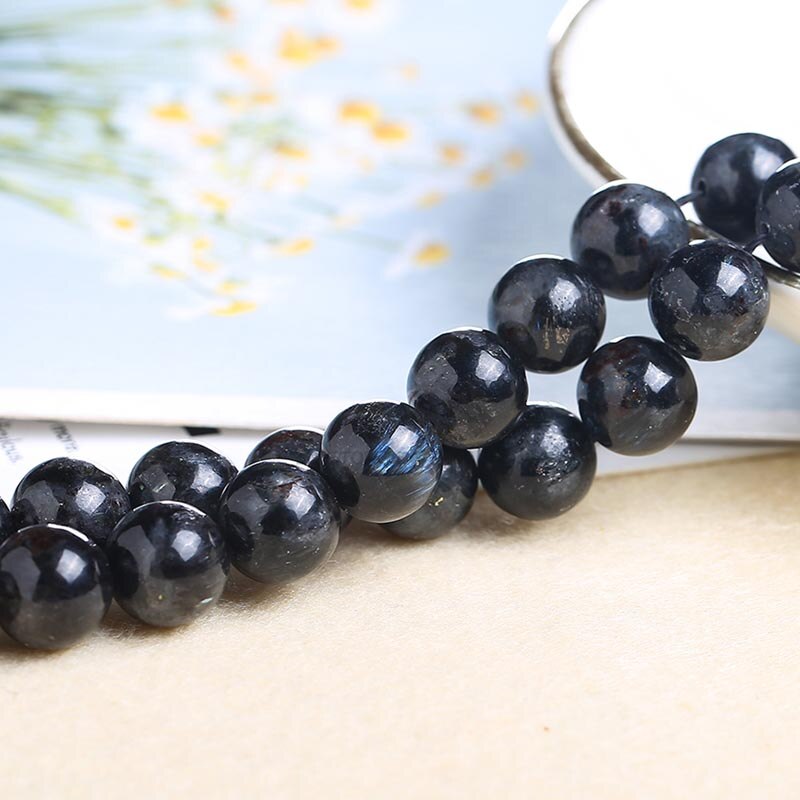 Natural Black Charoite Stone Beads Round