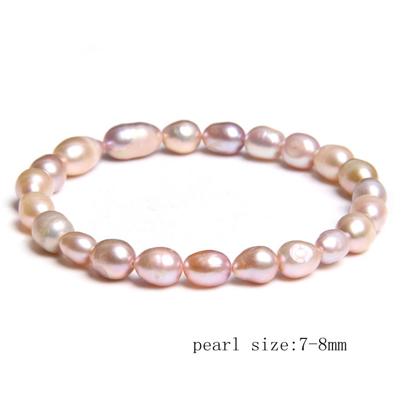 Freshwater White Pearl Bracelet Elastic Baroque