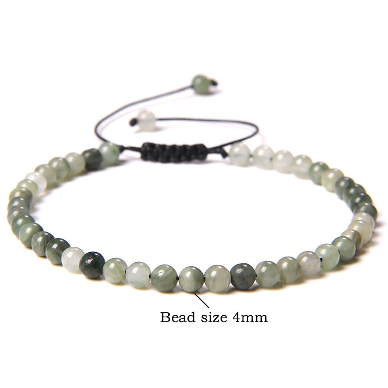 4mm Natural Stone Beads Braided Bracelet Labradorite