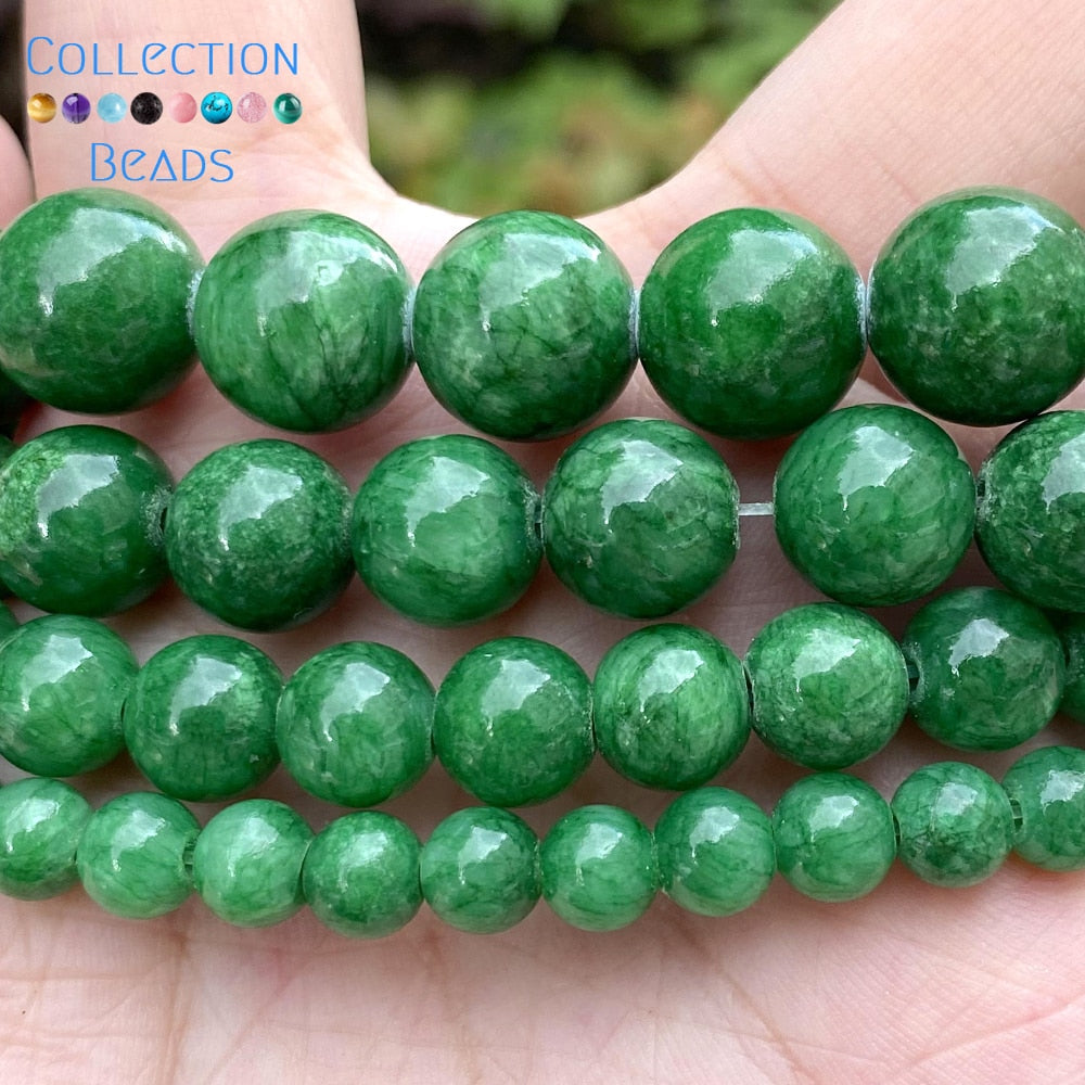Natural Stone Green Angelite Jades Round Spacer