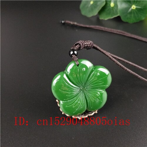 Natural Green Chinese Jade Clover Pendant