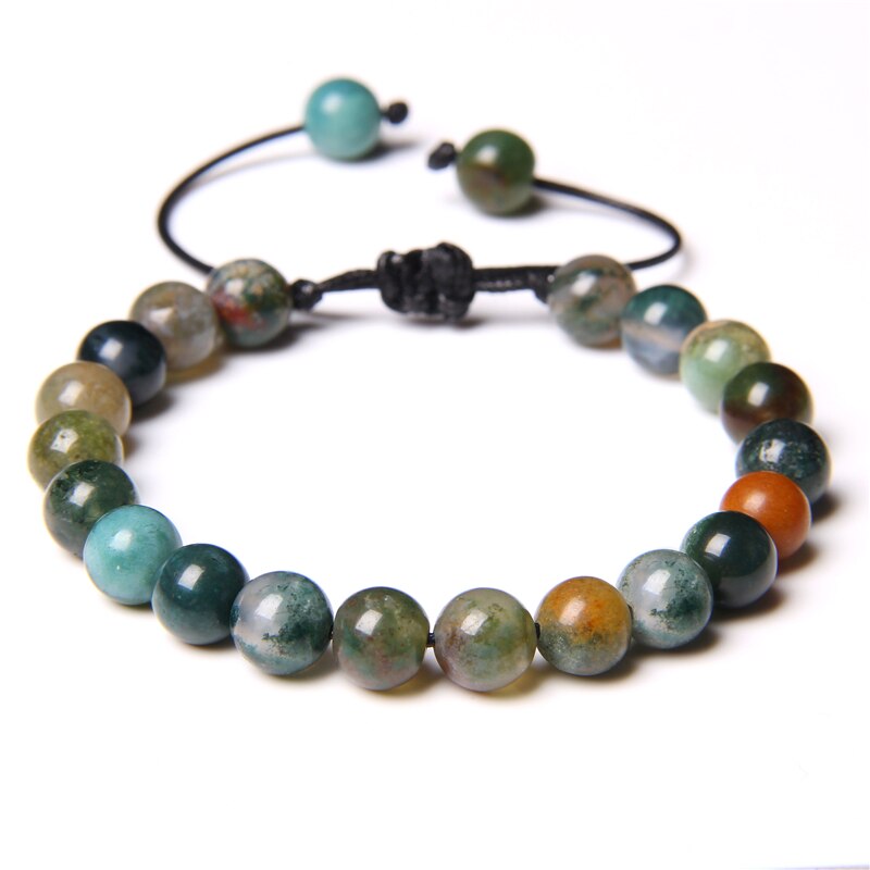 Green Natural Stone Beads Braided Bracelet Malachite