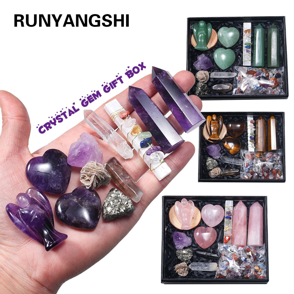 Natural Crystal Set Amethyst Clear Quartz Rose Quartz