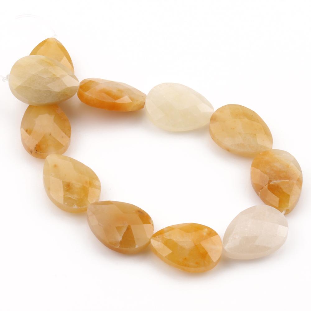 Faceted Stone Beads Water Drop Yellow Jades