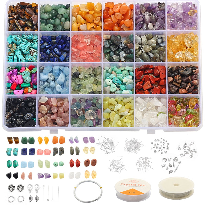 Stone Crystal Amethyst Chips Beads Kit Lobster Clasp