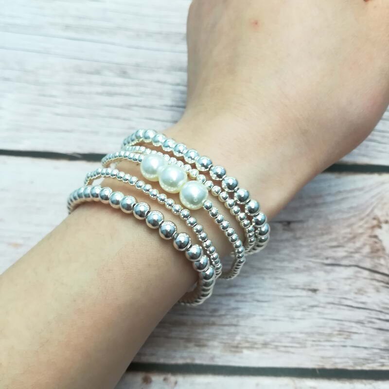 Natural Imitation Pearl String Bracelet Bangles Yoga