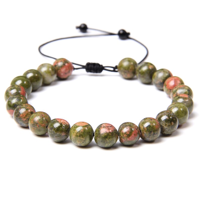 Green Natural Stone Beads Braided Bracelet Malachite