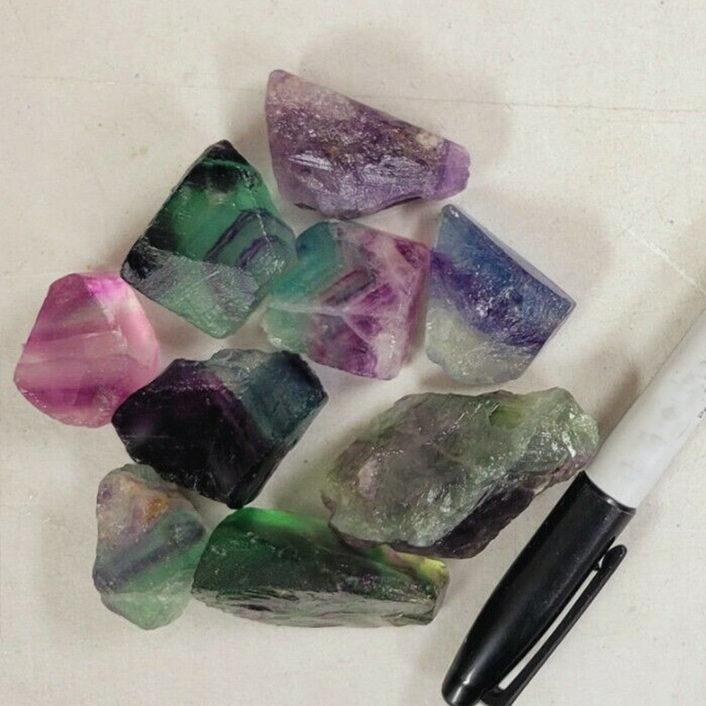 Natural Raw Rainbow Fluorite Crystals Rough Stones