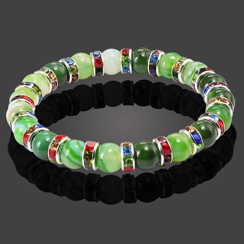 Round Beads Bracelets  Bangles Women Crystal