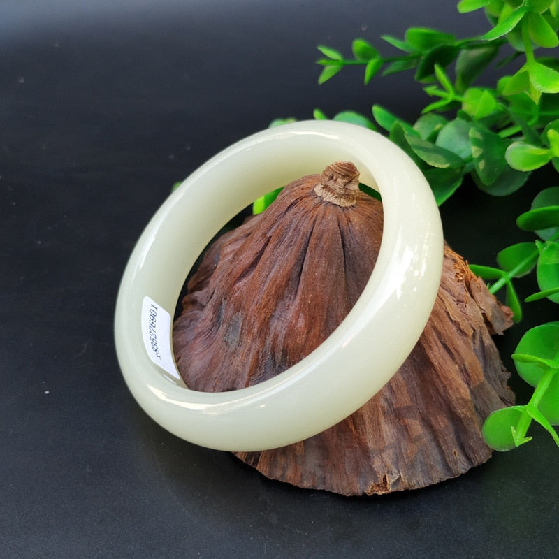 Natural White Jade Bangle Bracelet