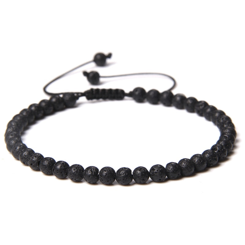 Adjustable 4MM Stone Beads Bracelet For Women