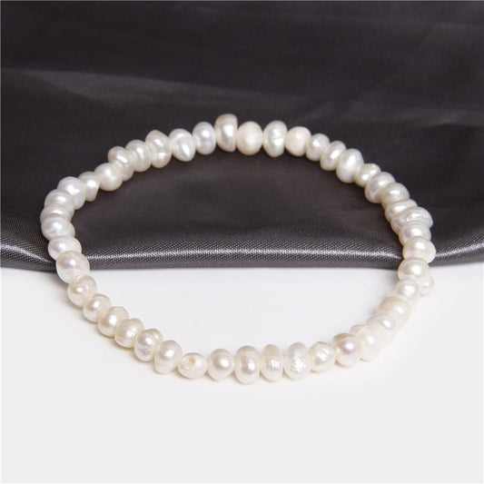 Freshwater White Pearl Bracelet Elastic Baroque