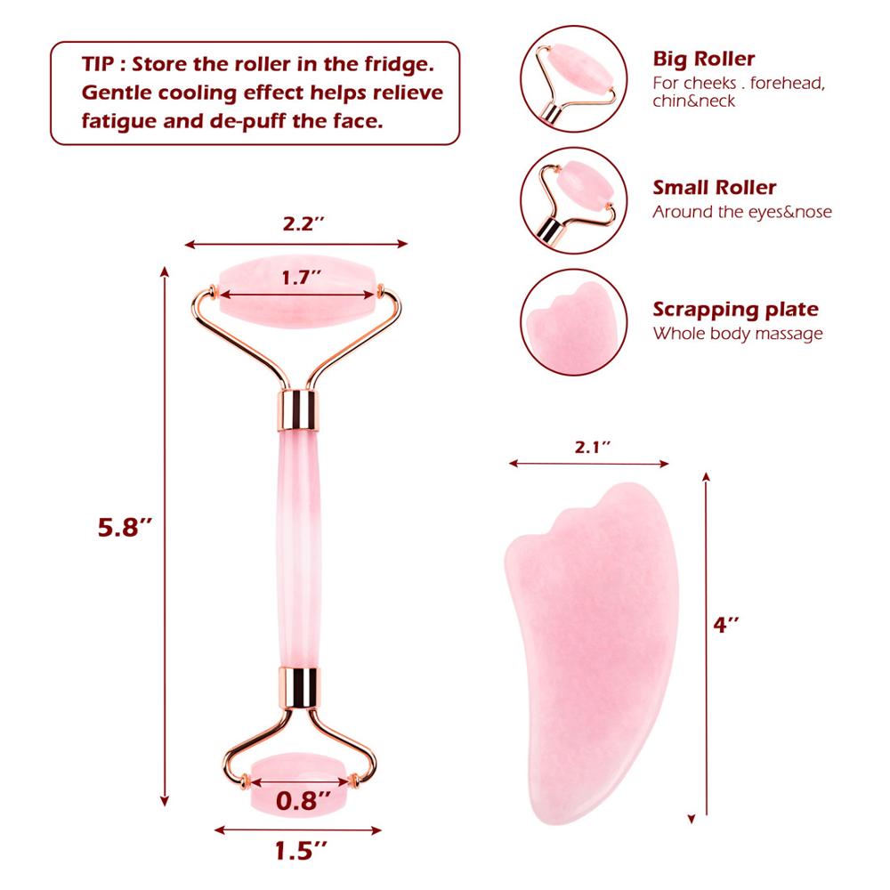 Natural Rose Quartz Roller Facial Jade Roller Stone