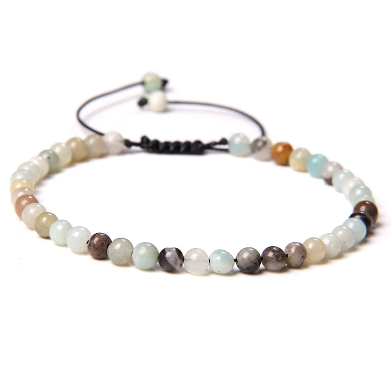 4mm Natural Stone Beads Braided Bracelet Labradorite